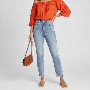 Reformation Liza Ultra High Rise Slim Straight Jeans Malta Blue Women's Size 24